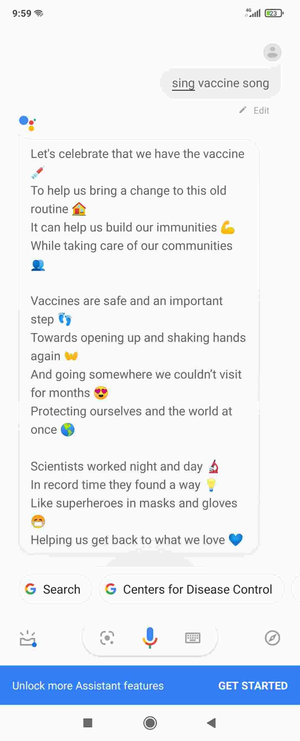 Google Assistant sings 'Vaccine Song' to encorage Everyone to take vaccine