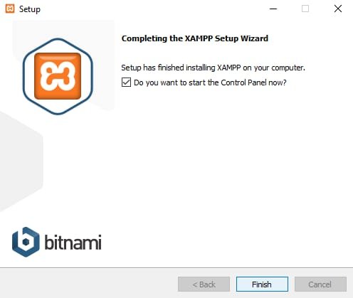 Finish and start the XAMPP