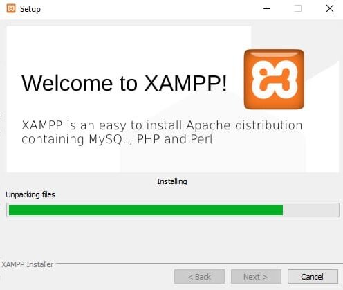 Xampp unpacking files