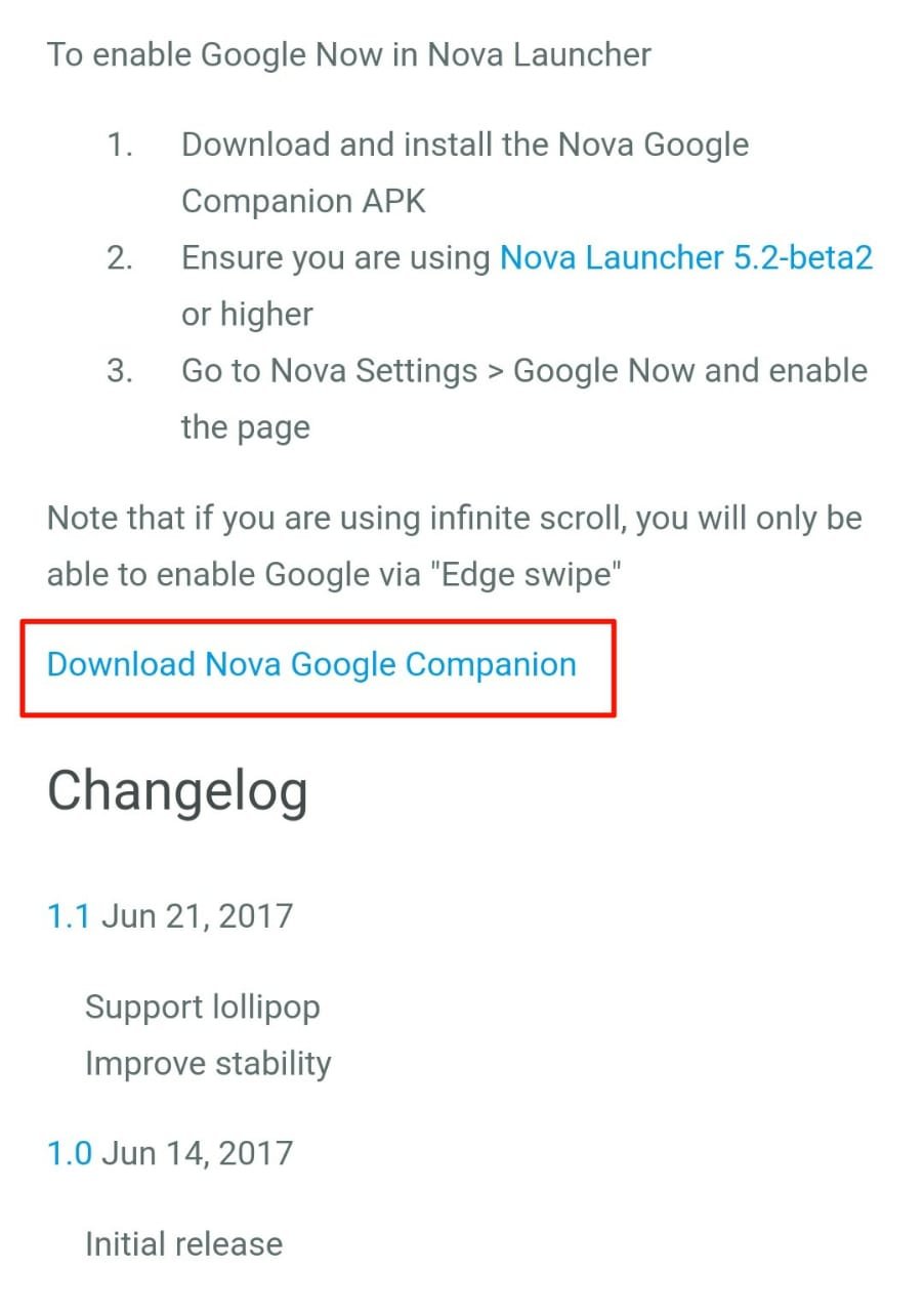 Download Nova Google Companion Page And Button