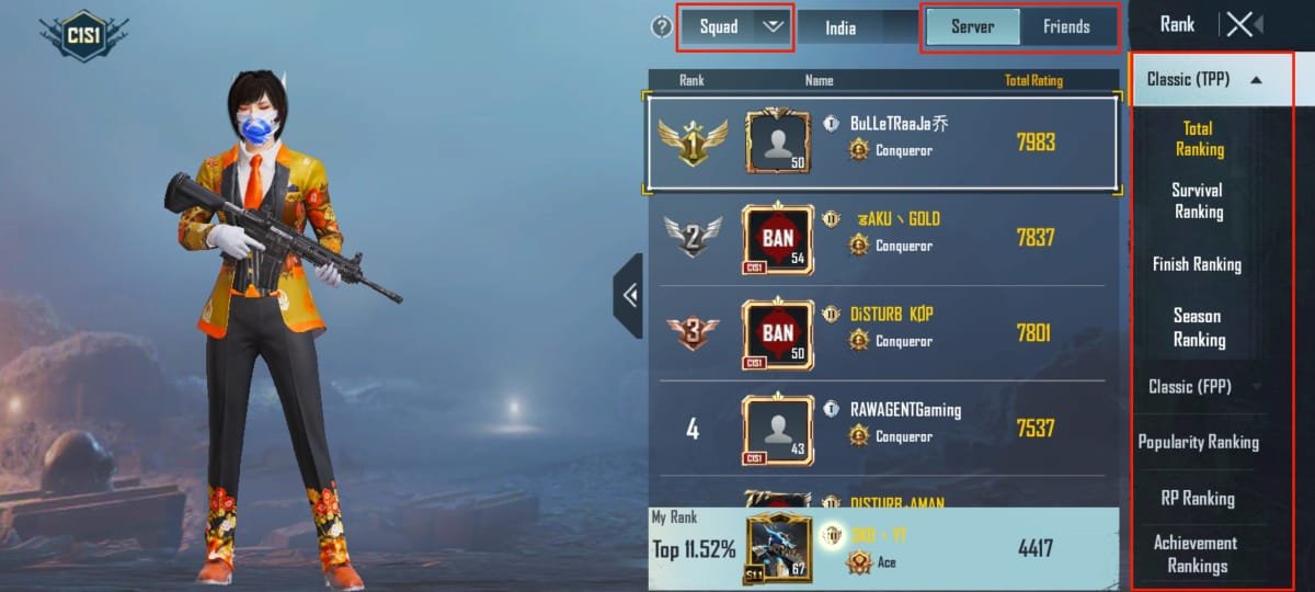 How To See Top Players In Bgmi Pubg Mobile Top Ranking Players