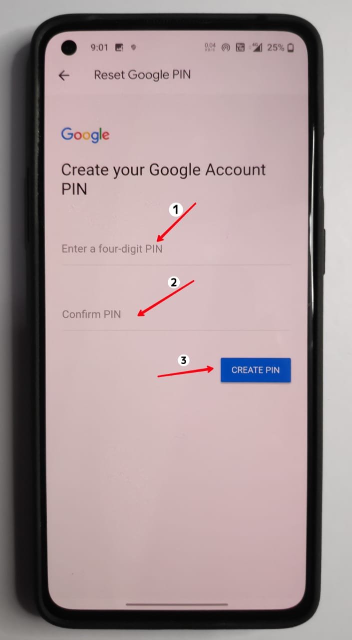 Enter New Google Account Pin