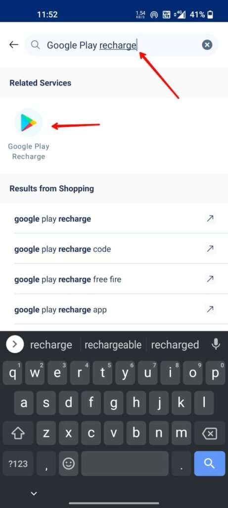 Paytm Google Play Recharge Search Result
