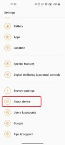 about device option in oneplus oxygenos 12