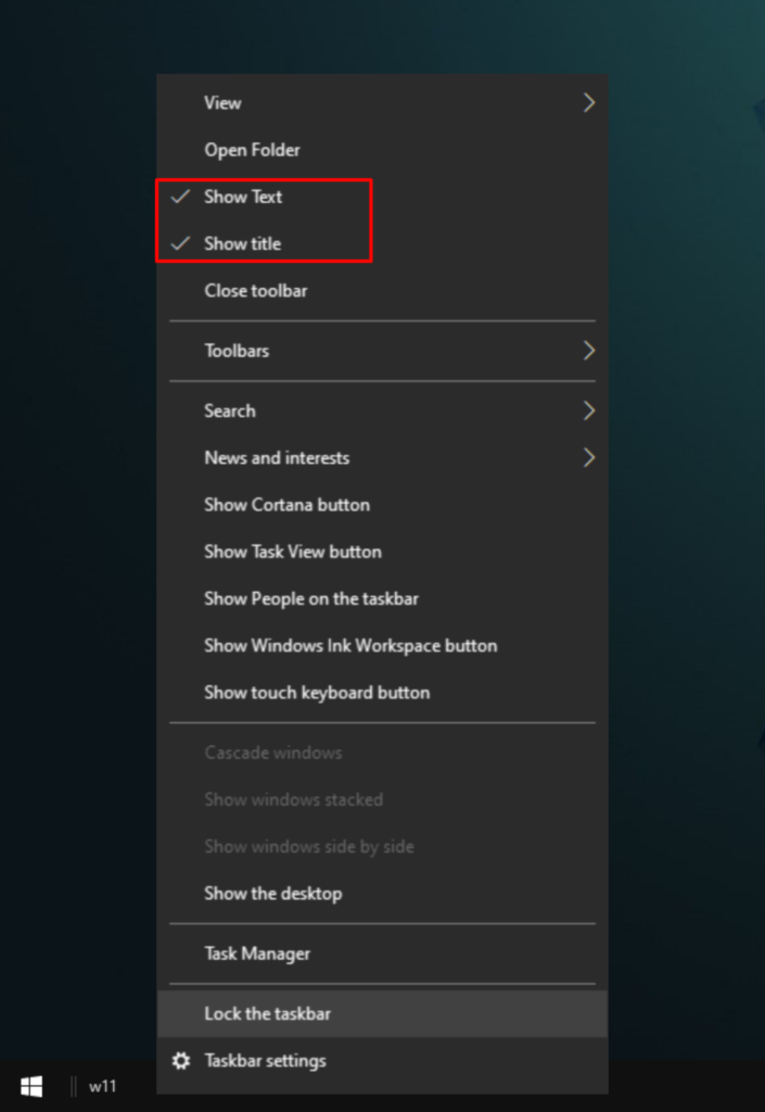 Untick the show text and tilte options