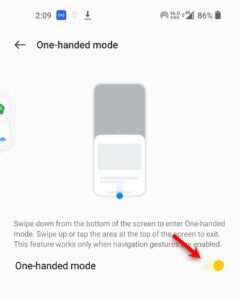 turn on the one handed mode in oneplus phone oxygen os