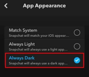 Always dark Snapchat iphone ios