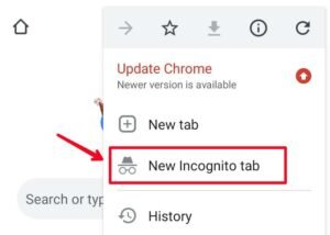 New Incognito Tab Google Chrome Mobile