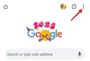 Three-dot menu in Google Chrome Android