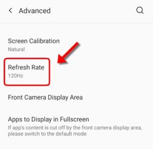 refresh rate option on an oneplus phone oxygen os