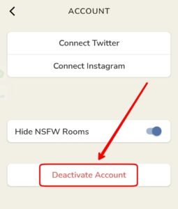 Deactivate account option Clubhouse