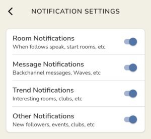 Notification Settings on Clubhouse