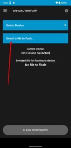 select twrp recovery image for your device